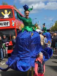 Blue Belles - Flower Stilt Walkers - Walkabout Entertainers