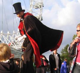 Dracula on stilts Electric Cabaret - Human statues - Living Statues - Entertainers